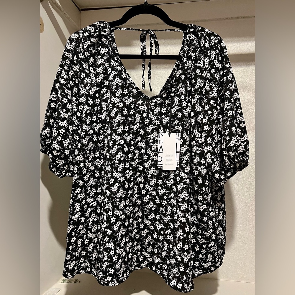 41 Hawthorn Women's 3/4 Sleeve Blouse Size XXL Black Floral NWT